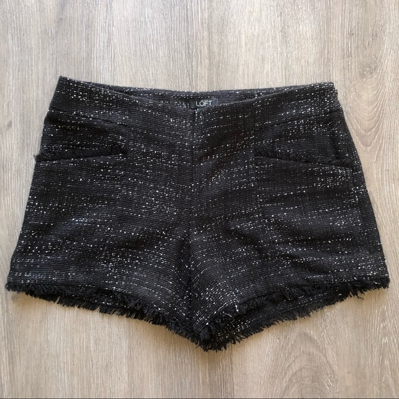 NWT Loft Black Fringe Tweed Shorts Sz 2 - Picture 2 of 9